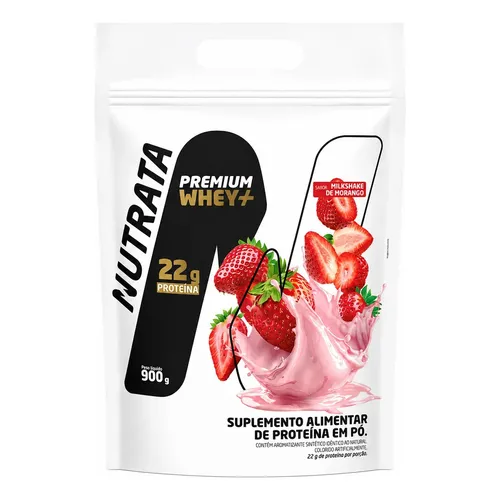 Premium Whey+ Refil Sabor Morango - Nutrata 900g