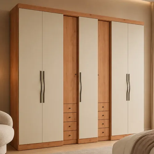 Guarda Roupa Casal Thb Absolut New 7 Portas 8 Gavetas Freijó Areia