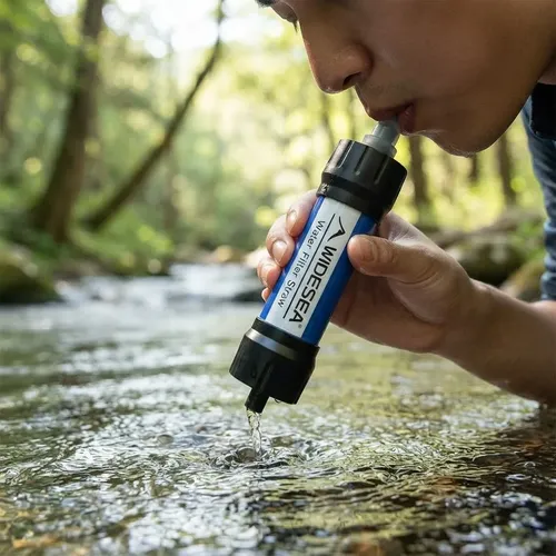 Mini Filtro Água Portátil Trekking Purificador Camping Edc Azul Clique Aqui