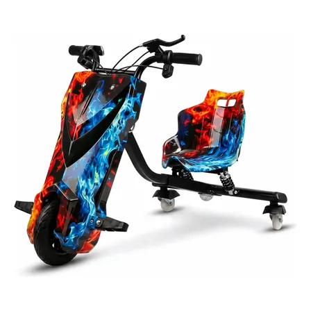 Patinete Elétrico Drift Triciclo Infantil 350w 36v Bluetooth Red And Blue Flames