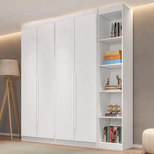 Guarda-roupa Modulado 4 Portas 4 Gavetas 5 Prateleiras Jg Branco