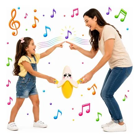 Brinquedo Pelúcia Banana Musical Teclado Humano Crianças Amarelo