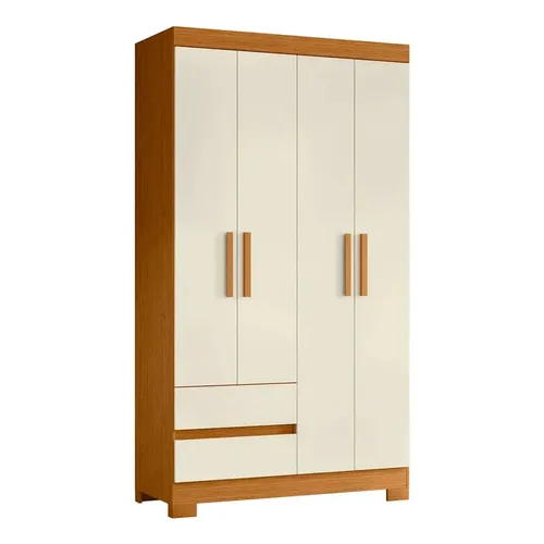 Guarda-roupa 4 Portas 2 Gavetas Cinamomo/off White Acp Maya Cinamomo/off White