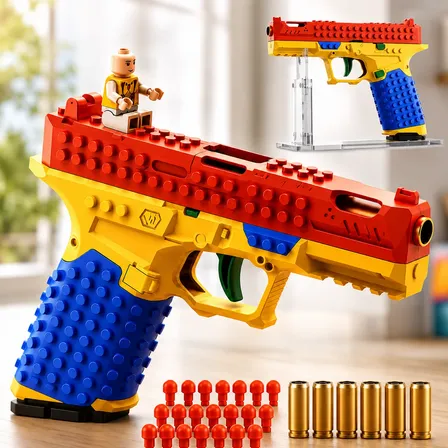 Bloco De Montar Pistola De Brinquedo Infantil Com Ejeção Blocos De Montar Colorido