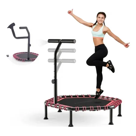 Trampolim Jump Profissional Com Apoios De Braços Ajustáveis Rosa