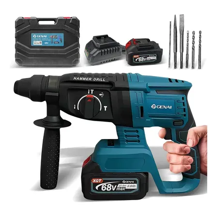 Martelete Perfurador Rompedor 68v Com 2 Baterias Maleta Azul 127/220v 50 Hz/60 Hz