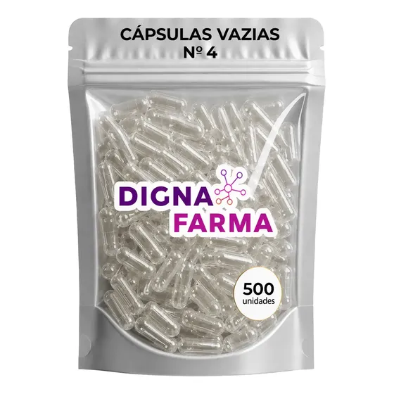 500 Cápsulas Vazias Gelatinosas Incolor N° 4 Digna Farma