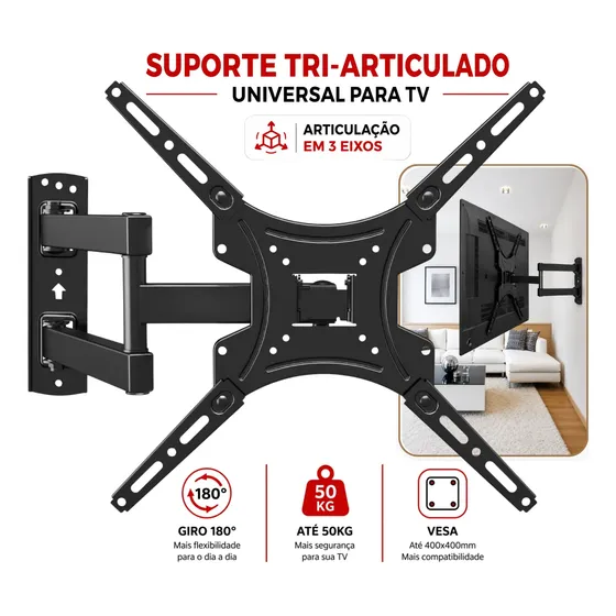 Suporte Tv Articulado 14 60 Polegadas Braço Longo Reforçado