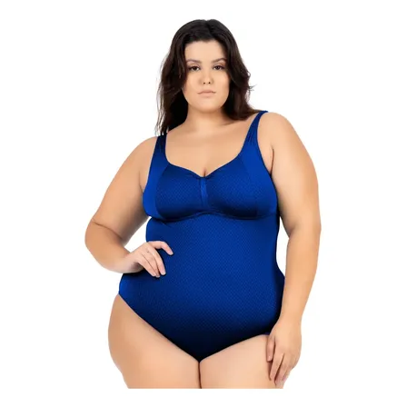 Maiô Plus Size Costas Nuas Tecido Modelador Chapa Barriga Royal G3-54