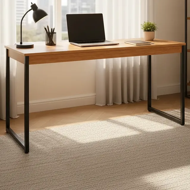 Escrivaninha Industrial 110cm Mesa Estudo Aparador Pés Aço