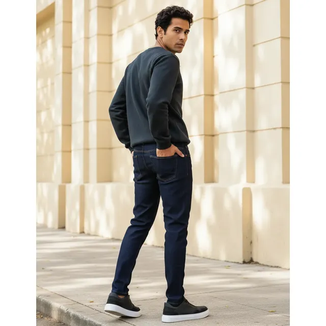 Calça Jeans Masculina Básica Polo Wear Jeans Escuro Slim 38