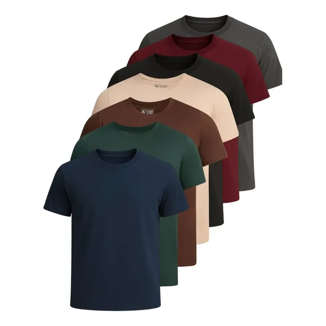 Kit 7 Camisetas Basica Masculina Algodão Fio 30.1 Premium