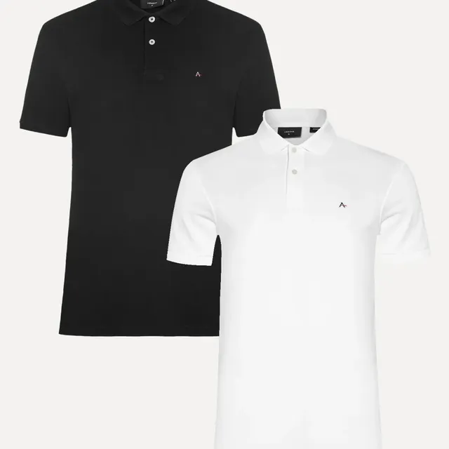 Kit Polo Aramis Masculina | Basic Piquet Branca/preta Branca/preta L/g