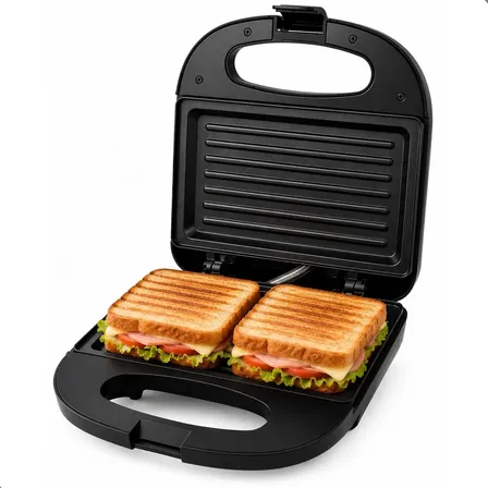 Sanduicheira Elétrica Grill Antiaderente Preta Para Lanches
