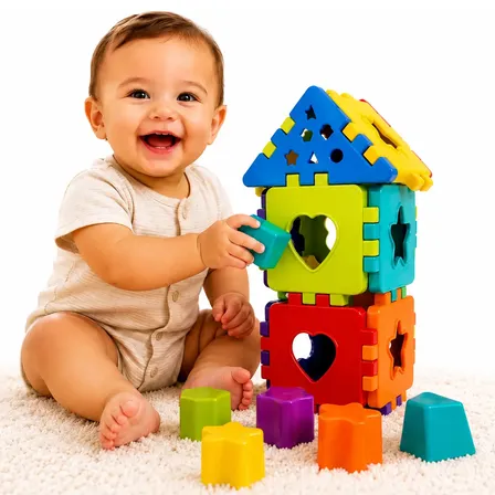 Torre De Montar Blocos De Encaixar Peças Brinquedo Educativo
