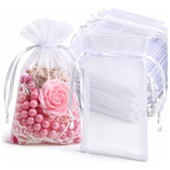 Kit 100 Saco Saquinho Organza 15x20 Tule Branco Lembrancinha