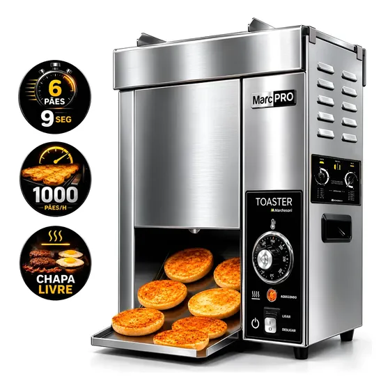 Tostadeira Pão Vertical Marchesoni Marcpro 2000w Inox