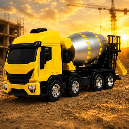 Caminhão Betoneira Iveco Bi Truck Miniatura Escala 1:30 Amarelo
