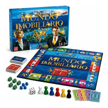 Jogo Tabuleiro Mundo Imobiliário Cartas Estratégia Família
