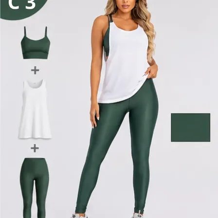 Kit Conjunto Cropped Legging + Regata Fitnes Academia Treino