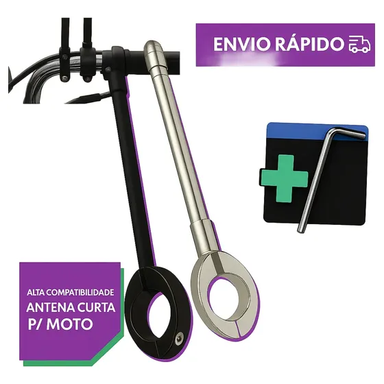 Antena Corta Pipa Moto Bicicleta Retrátil Guidão Base De Abs