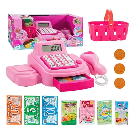 Caixa Registradora Mini Infantil Som Luz Brinquedo Educativo Rosa