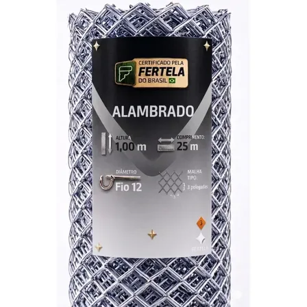 Tela Alambrado 1,00 X 25m Malha 7cm Fio 12 Resistente Forte