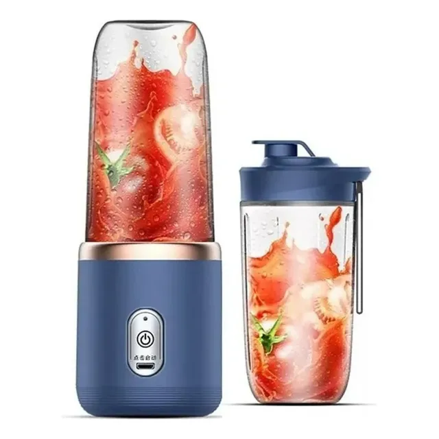Mini Liquidificador Copo Mixer Elêtrico Batedor Shake Frutas Azul 127v