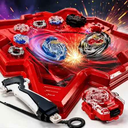 Arena Beyblade Battle Gyro 2 Piões 2 Lançadores 30cm