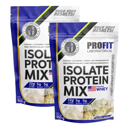 Kit 2 Whey Isolate Protein Mix Profit Labs 900g Refil Leite Ninho