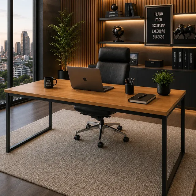 Mesa Industrial 150cm Para Escritório Home Office Moderno M