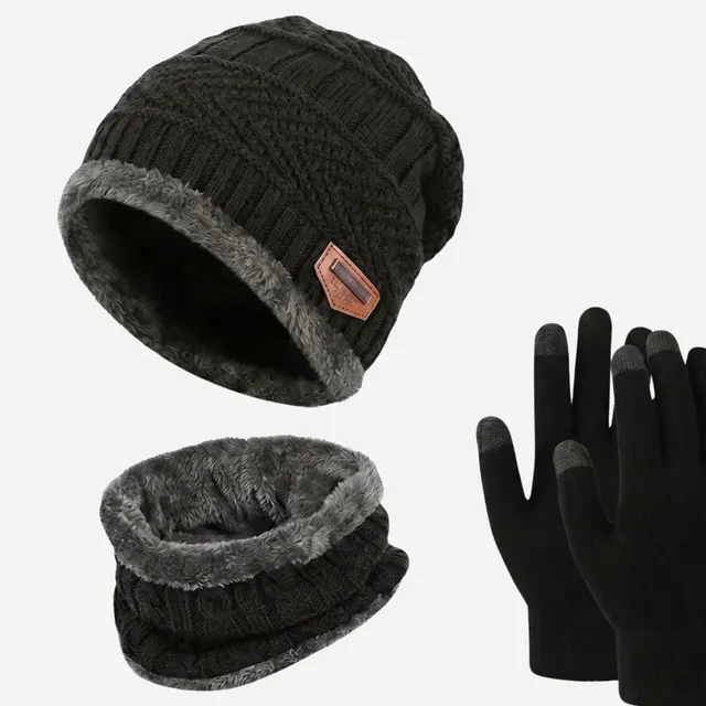 Kit Touca Gorro Cachecol + Luva Inverno Lã Pelinho Frio