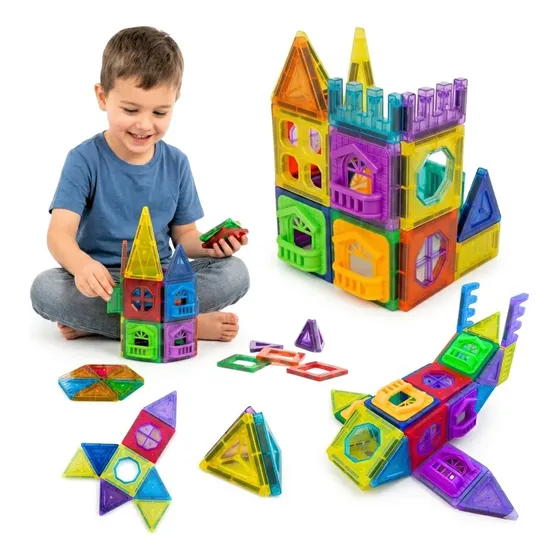 Kit Blocos Magnéticos De Montar Cubo 50 Pçs Coloridas Imã 3d