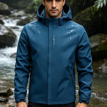Jaqueta Corta-vento Masculina Impermeável Com Capuz Para Trilha E Atividades Ao Ar Livre