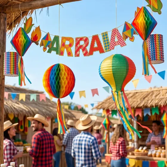Kit Festa Junina Decoração Enfeite Lanterna Balão São João