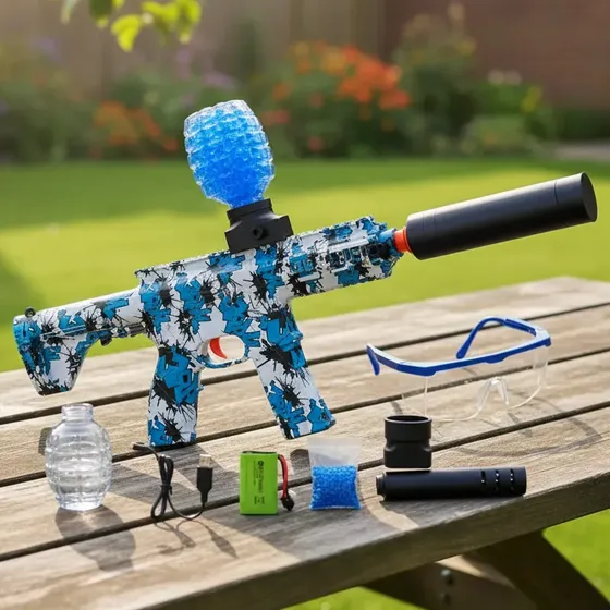 Arminha Bolinha Gel Ak47 Metralhadora Automática Silenciador