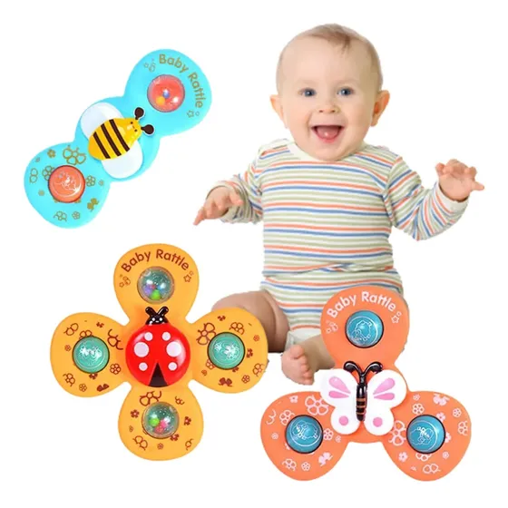 Brinquedo Com Ventosa Para Bebês Gruda No Vidro Kit 3 Peças