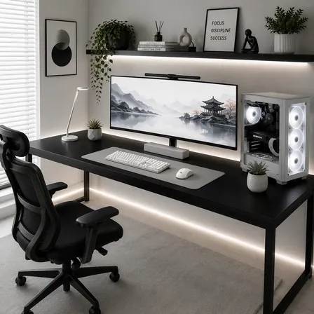Mesa Para Setup Gamer 150cm Industrial Escritório Pés Aço Preto