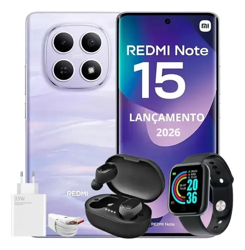 Xiaomi Redmi Note 15 256gb 16gb Ram Lançamento 2026 + Brinde Lilás