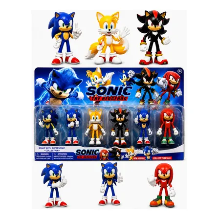 Kit 6 Bonecos Sonic The Hedgehog Tails Shadow Knuckles