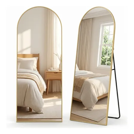 Espelho Corpo Inteiro 180x65 Arqueado Dourado Chão Parede