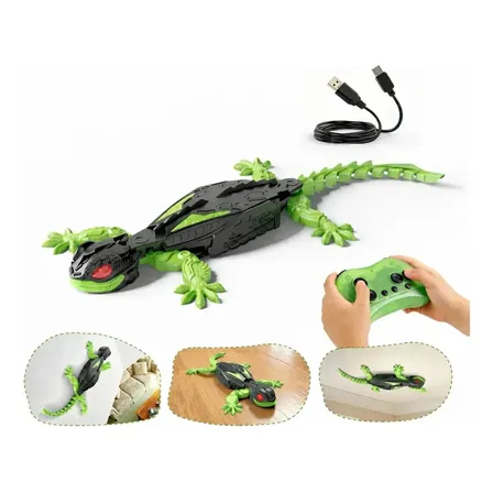 Lagarto Controle Remoto Robô Brinquedo Gruda Sobe Parede Lagarticha Verde