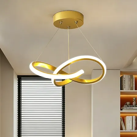 Lustre Pendente Moderna Led,luminaria Dourado Redondo Sala