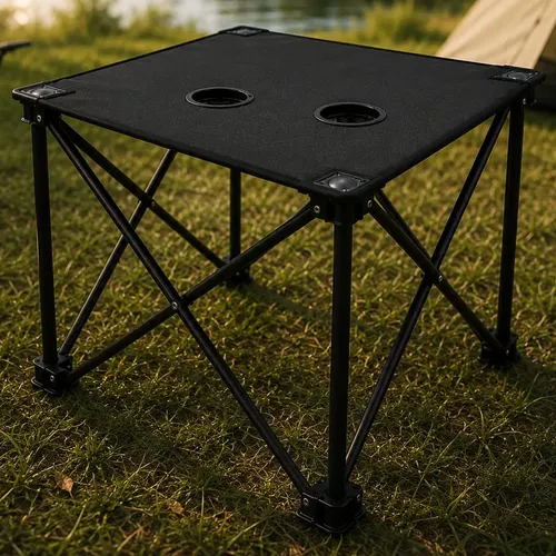 Mesa Dobrável Tecido Resistente Camping Praia 50cm Preto