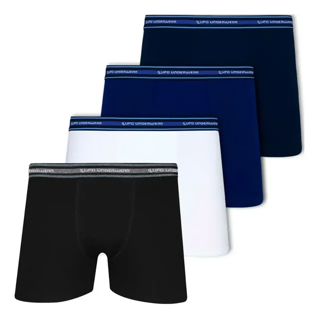 Kit 4 Cuecas Boxer Lupo Algodão 1 Branca 1 Marinho 1 Azul 1 Preta G