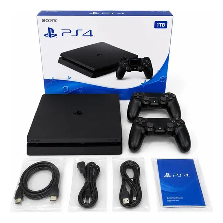 Sony Playstation 4 Slim Ps4 1tb + 2 Controles Preto