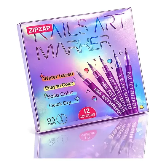 Caneta Para Unhas Profissional 12 Cores Nail Art Marker