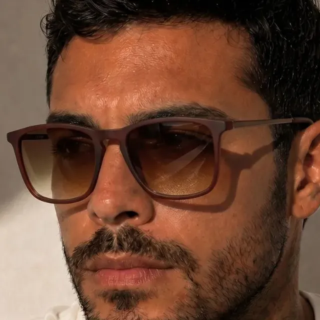 Óculos De Sol Masculino Moderno Estiloso Casual Uv Premium Quadrado Marrom