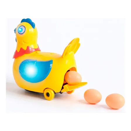 Galinha Robô Infantil Anda Bota Ovos Com Luz E Som Brinquedo Galinha Amarelo