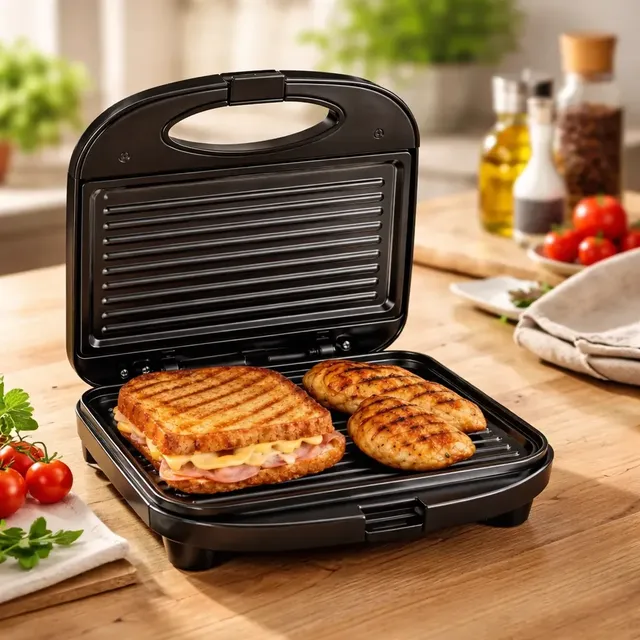 Sanduicheira Elétrica Antiaderente Grill 750w Preto 110/220v
